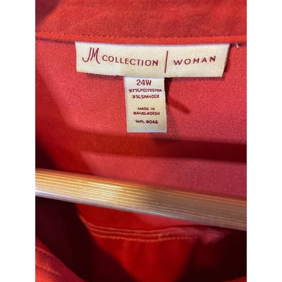 JM Collection Woman Orange Button Down Collared Shacket Jacket Sz 24W - Picture 6 of 10
